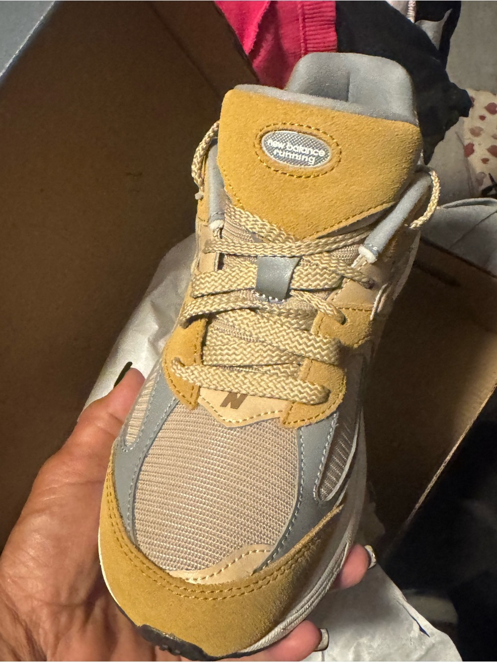 New Balance Kids Sneakers in Mustard and Light Gray